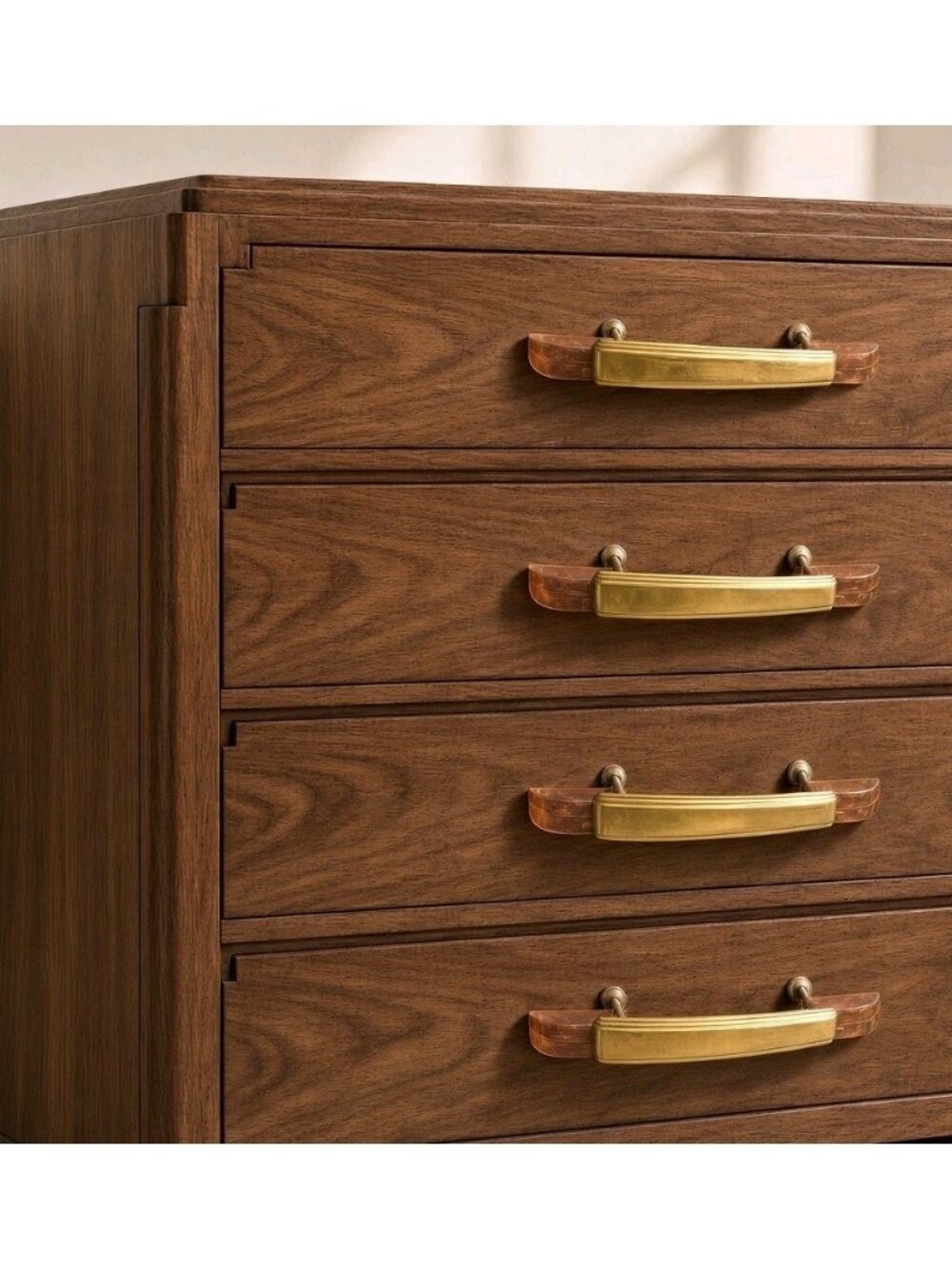 4 Art Deco Waterfall Drawer Pulls Handles Brass Lucite Celluloid 3.5" Centers